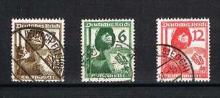 Deutsches Reich 1937 Mi. Nr.643 645 Luftschutz, 3 Werte gestempelt 