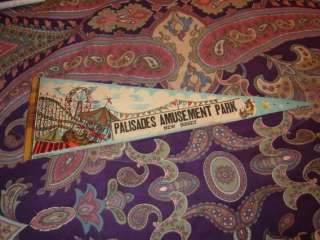 Original Vintage Palisades Amusement Park New Jersey Pennant Banner 