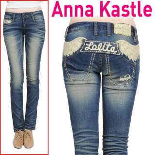 AnnaKastle Lolita Jeans Angel Wing Straight Slim Leg Skinny Pants size 