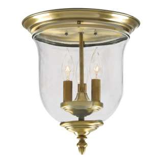 NEW 3 Light Flush Mount Ceiling Lighting Fixture, Antique Brass, Clear 