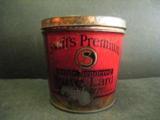 Antique SWIFTS PREMIUM KETTLE RENDERED PURE LARD Tin  