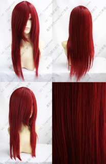 Beautiful New Long Dark RED Cosplay Party Straight Wig 60cm  