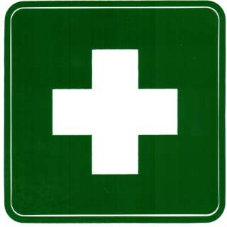 Aufkleber Erste Hilfe Kreuz weiß grün 10cm x 10cm  