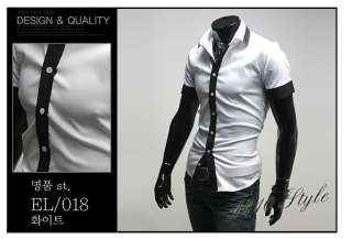   Designer Slim Dress Short Shirt Top Tie Line Black/White S M L 8010