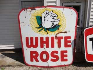 White Rose Gas Double Sided Porcelain Sign *Rare Find* 6 Foot  
