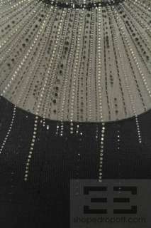   Evening Black Classic Knit Long Sleeve Jeweled Dress Size 4  
