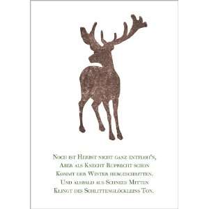 Edle Hirsch Grusskarte mit Herbst/ Winter Gedicht  Küche 
