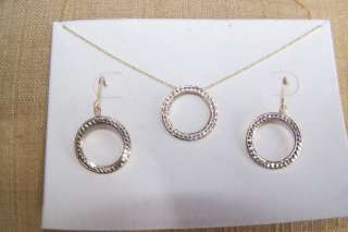   & White Gold Dangle Earrings & Necklace Set, less than 1 gram  