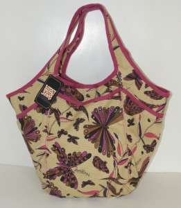 NEW LUCKY BRAND JEANS CANVAS EXTRA LARGE TOTE BUTTERFLY HOBO SHOPPER 