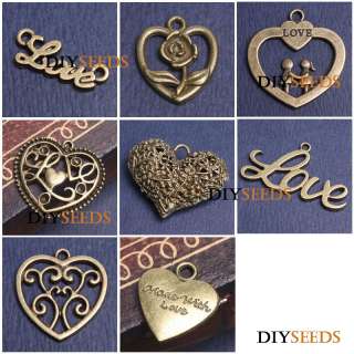   Antique Brass Bronze Love Jewelry Findings Charms & Pendant Pick