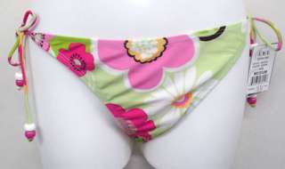 Green Floral String Bikini Bottom Swimsuit XS  