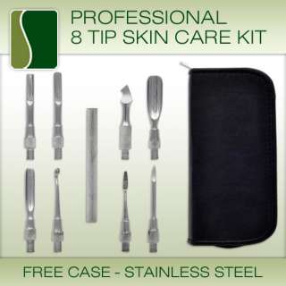 Skin Care Tools Kit 8 Tips Comedone Acne Blemish Extractor Remover 