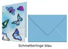 URSUS Grußkarten mit Couverts Schmetterlinge blau  