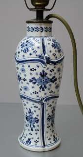 Delft Porceleyne de Fles Vase als Lampenfuß von 1880  