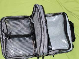 Thirty One~DOUBLE ZIP COSMETIC BAG~Grey Quilted Poppy~NEW~HTF  