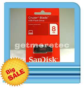 PC SANDISK CRUZER BLADE BLACK 8GB USB DRIVE NEW  