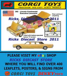 Corgi Toys 262 Lincoln Continental Shop Poster Sign  