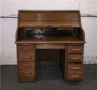 Superb antique roll top s type oak desk  
