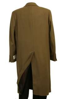 Mens Wool Blend Topcoat Overcoat Camel Tan Full Length  