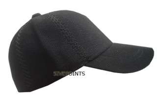 MESH KNITTED plain FITTED BASEBALL HAT CAP BLACK S/M  