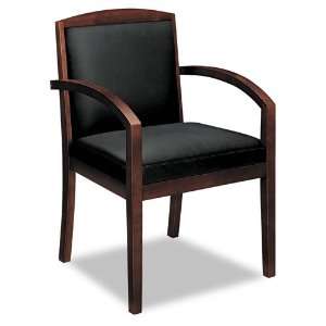  basyx Products   basyx   Leather/Wood Guest Chair, Black 
