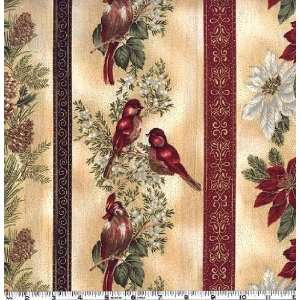  45 Wide Winter Wonderland Cardinal Stripe Antique Beige 