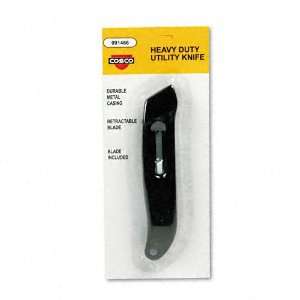 Cosco Heavy Duty Utility Knife with Fully Retractable Blade, Black 