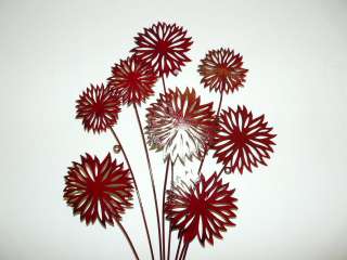 Contemporary Metal Wall Art Red Urchin Flowers  