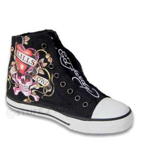ED HARDY Midtown DEH Trainers Mens Womens Hi Shoes Boots Black UK 