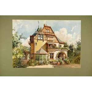  1903 Chromolithograph Villa House Koblenz R. Volkel 
