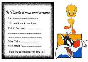 5 Cartes Invitation Anniversaire Titi Grosminet 01 On Popscreen