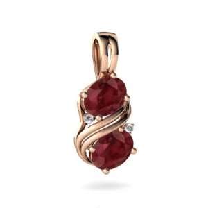  14k Rose Gold Oval Genuine Ruby Pendant Jewelry