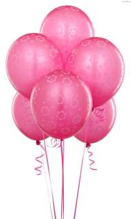Magenta with Hot Pink Flowers Balloons (6 count) 