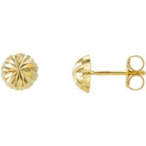  10mm  14K Yellow Gold Half Ball Post Earrings Jewelry