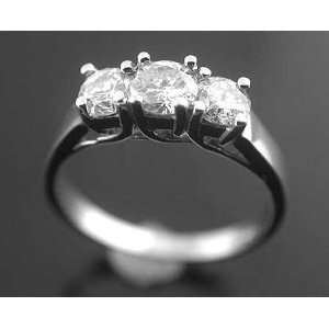 00 Carat Round Cut 3 Stone Diamond Ring in 14 Karat Solid White Gold 