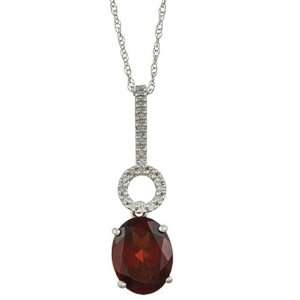   Gold 3.10cttw Oval Garnet and Diamond Circle Pendant Necklace Jewelry