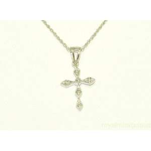  Diamond Cross Necklace 14K White Gold Jewelry