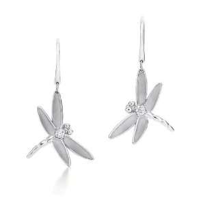    Dragonfly Diamond CZ Sterling Silver Drop Earrings Jewelry