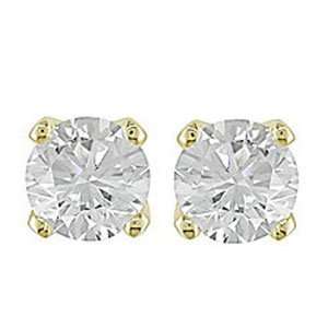  3/4 Carat Diamond 14k Yellow Gold Stud Earrings Sea of 