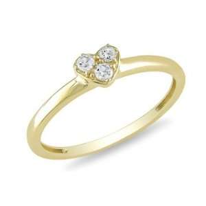  1/10 Carat Diamond 10K Yellow Gold Heart Ring Jewelry