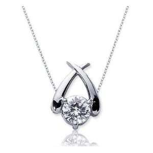   Carat Diamond Crossover 14k White Gold Solitaire Pendant Jewelry