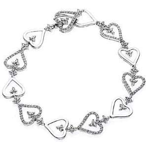  Diamond Heart Bracelet 14k White Gold (1.95cttw, F Color 