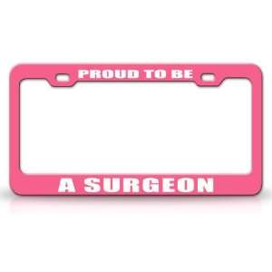  Career, High Quality STEEL /METAL Auto License Plate Frame, Pink/White