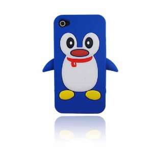  Blue Cute Penguin Animal Silicone Case for Iphone 4 & 4S 