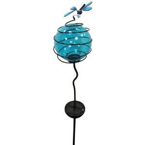    Blue Globe with Dragonfly LED Solar Light