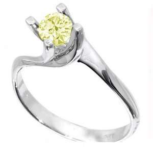 .63ct Yellow Diamond Solitaire Engagement Ring 14k Gold 