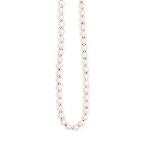  White Pearl Strand Necklace with Bali Sterling Silver 