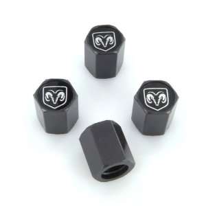    Dodge Ram Black Logo Black Tire Stem Valve Caps Automotive