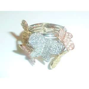   and Yellow Gold Pave Diamond Designer Butterfly Ring 
