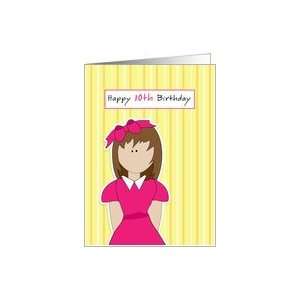 Tenth Birthday, 10th Birthday, Girl, Pink, Bow Card Toys 